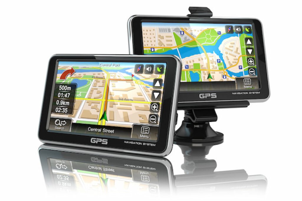 Dois gps em um fundo branco.