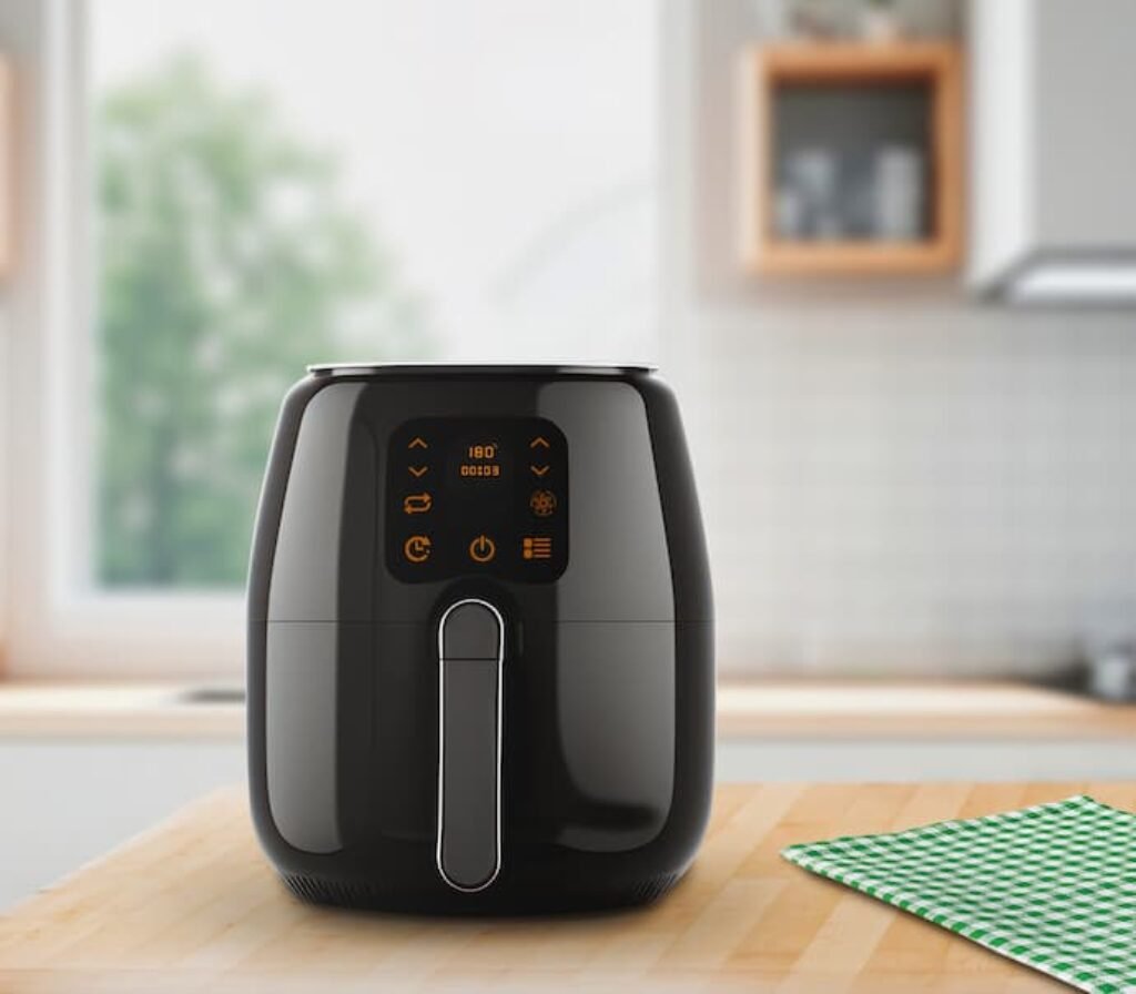 Um airfryer moderno em uma cozinha.