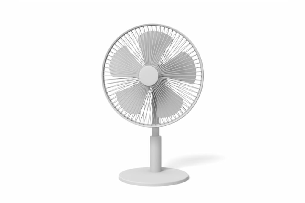 Ventilador básico em um fundo branco.