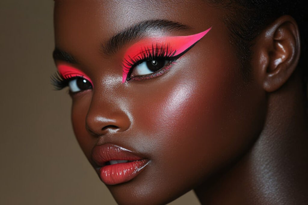 Mulher com sombra rosa.