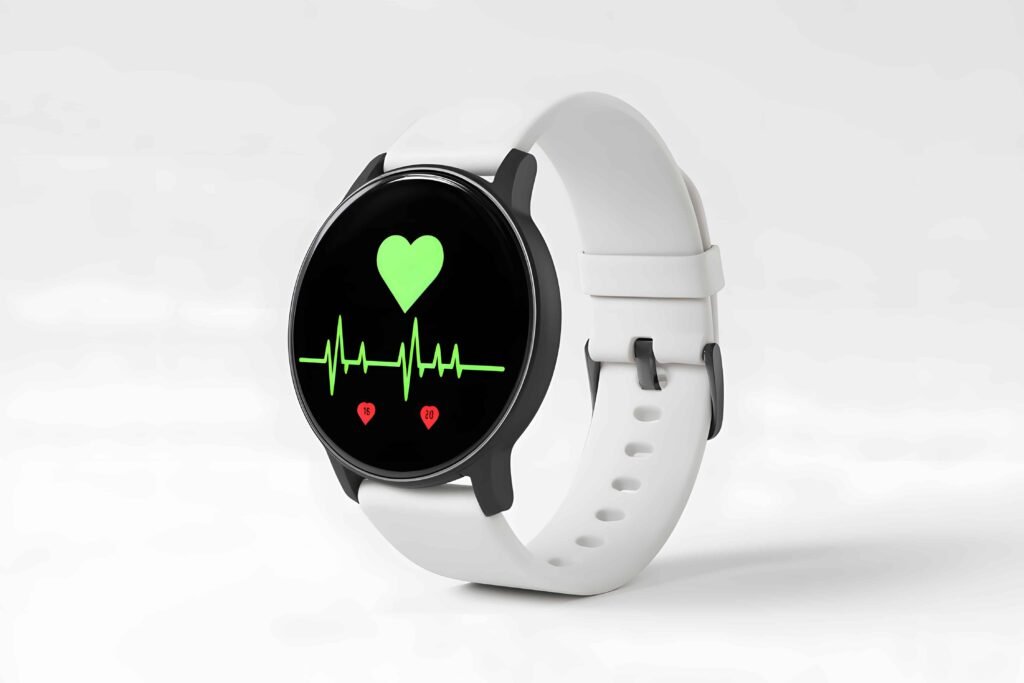 Smartwatch mostrando no display informações cardíacas.