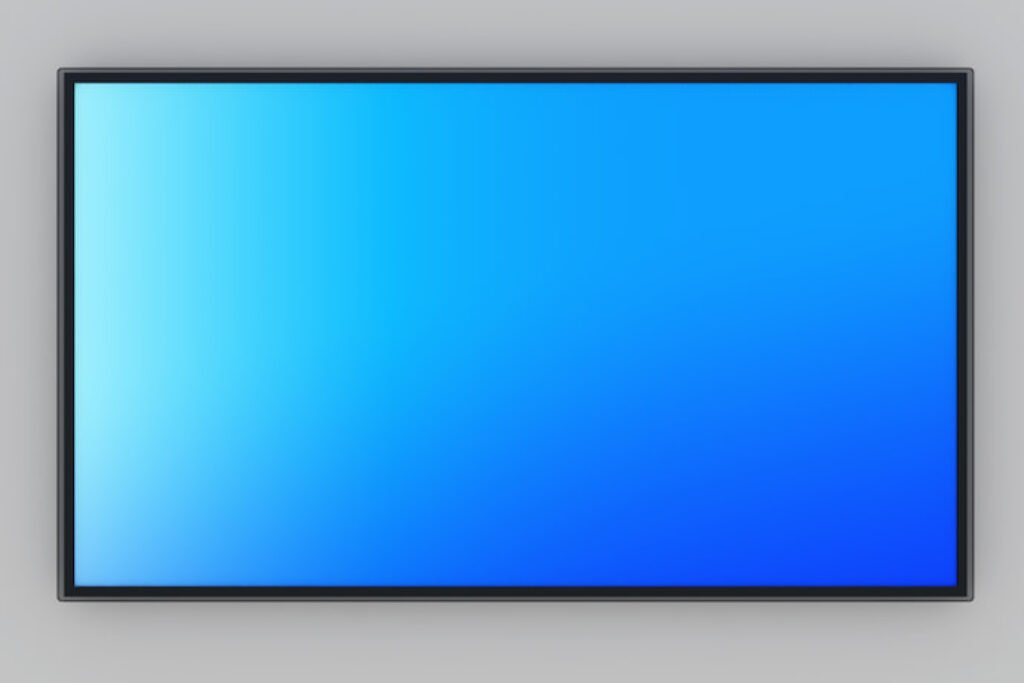 Televisão com tela azul.